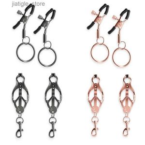 Other Health Beauty Items Female Metal Nipple Clamp Slave Stimulus Rose Gold Nipple Clips With Ring Break Slave Constraint Couple Y240402