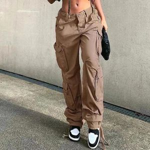 Kvinnors byxor raka jeans 2024 Trend Khaki Button Casual Fashion Street Trousers