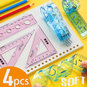 4pcs/set cetvel yumuşak geometri matematik çizim pusula kırtasiye yöneticileri öğrenci için matematiksel