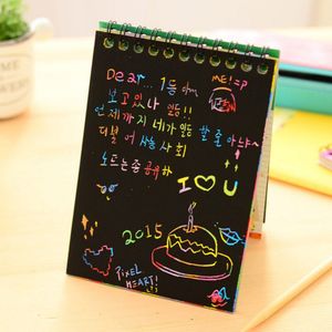 12 Sheets Rainbow Scratch Note Sketchbook Paper Painting Toys Children DIY Color Art Doodle Scratch Off Card Drawing Notebooks