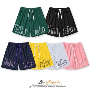 Herren-Shorts rhude Designer-Shorts für Herren, Sommer, schnell trocknend, atmungsaktiv, Netzstoff, Kordelzug, Strandmode, lockere Sport-Shorts für Herren