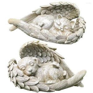 Decorative Figurines Display Mold Sleeping Dog Angel Wing Design Exquisite Resin Garden Home Ornament Accessories For Decor