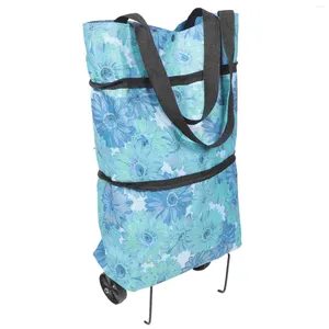 Storage Bags Go Cart Rolling Shopping Bag Trolley Portable Wheels Wheeled Tote Groceries