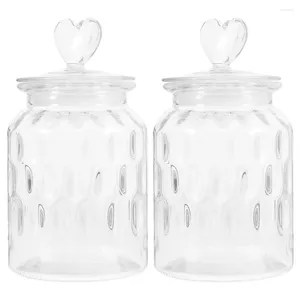 Storage Bottles 2 Pcs Glass Jar With Lid Dried Fruit Sealed Containers Tea Canister Candy Jars Crisper Grain Sugar Airtight