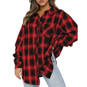 Camisa 2024 xadrez outono/inverno nova mulher casual manga comprida cardigan xadrez camisa topo 3 sjro