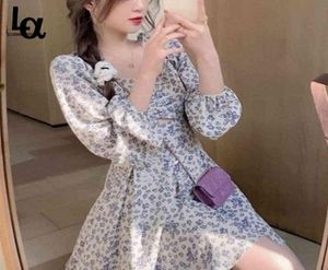 Summer Sweet Floral Mini Dress Women Elegancka Hollow Out Beach Party Korean Style Ice Lady 2105192796571