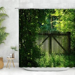 Duschvorhänge, Wald-Vorhang-Set, 3D-Druck, Natur, Landschaft, Bäume, Blumen, Wald, Bad-Dekoration, Bildschirm für Badezimmer, Polyester-Stoff