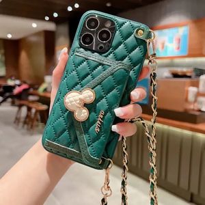 Luxury designer phone case for 11/12/13 pro Max fashion slant hanging split iphone case coin card case