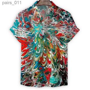 Herren lässige Hemden farbig Pigment Magma Shirt Männer 3d Print Sommer Urlaub Hawaiian Hemden Strand übergroß