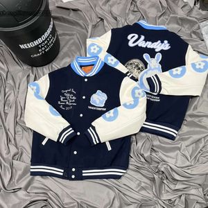 Herrenjacken menschlich gemacht Vandy das rosa Kaninchenjahr gestickt Baseball Jacke Kleidung PU Ledermäntel Winter Japanische Marke Motorrad 230531