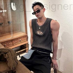 Men's T-Shirts designer Design sense niche metal letter hollowed out vest for men's summer thin Korean version trend design knitted sleeveless top 67BK