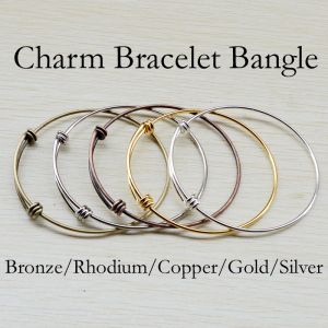 Bangles 50 PCs Charme Bracelelet em branco Bata de charme ajustável Pulpare Bracelete Gold Bronze Bronze Bronze Aço inoxidável de cobre