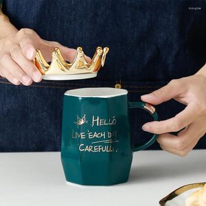 Kubki Nordic Wind Pink Crown Cup Ins Mub łyżka kawa kreatywne ceramiczne mleko wodne na śniadanie filiżanki i prezent dla dziewczynki