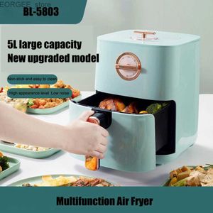 Air Fryers BL-5803 Multi Funcional Fry Pan Touch 1200W 5L Air Fry Pan Intelligentless Electric Forno Y240402