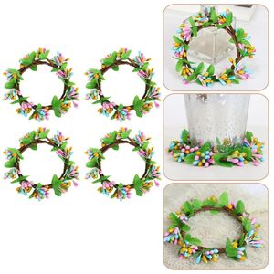 Decorative Flowers 4 Pcs Easter Ring Simulation Wreath Spring Decor Home Outdoor Party Craft Paper Summer Wreaths Front