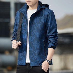 Men's Jackets Autumn/Winter Fashion Trend Print Hooded Zipper Windproof Waterproof Charge Coat Long Sleeve Casual Plush Jacket