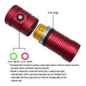 60W Diving Flashlight XPE LED Underwater 80m Photography Video White Blue Red Fill Light Waterproof IPX8 Diver Torch Lamp