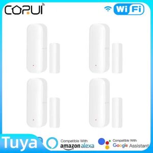 Controle Corui Tuya Wi -Fi Door Magnetic Sensor Detector da janela de porta Smart Home Protection Alarmes Sistema Sistema Alexa Google Home