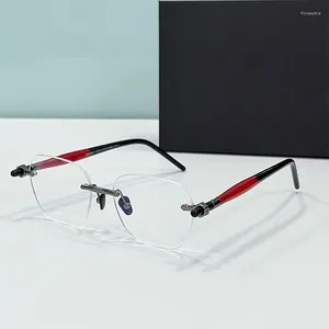 Armações de óculos de sol sem moldura, armação de óculos para homens e mulheres, miopia, computador, lentes de leitura de prescrição óptica