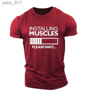 Men's Casual Shirts Mens Muscles Letter English Elements T-shirts Short Sleeve Summer Casual Sporty Gym Tops 3D Print O-Neck Big Size Male Tee 240402