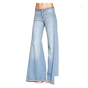 Womens Jeans Plus Size Extra Long Tassel Flare 4Xl Spring Vintage Slim Fit Wide Leg Denim Pants Women Low-Rise Big Bell Bottom Drop De Dhbwd