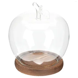 Storage Bottles Apple Glass Cover Bell Jar Display Dome Clear Bin With Lid Flower Decor