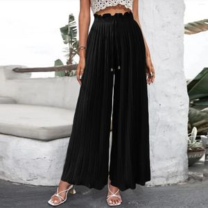 Women's Pants Casual Womens Business Fittness Formal Trousers Straight Wide Leg Palazzo High Waist Smocked Pleat Loose Cloth