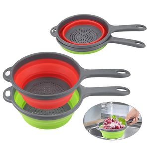 Coador de silicone dobrável, cesta de lavagem de frutas e vegetais com alça, escorredor dobrável, ferramentas de cozinha