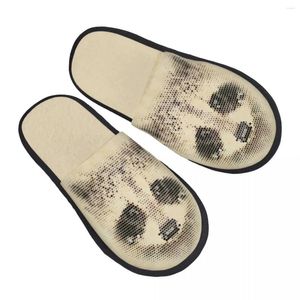 Chinelos vintage geométrico guaxinim interior peludo chinelo inverno casa sapatos plana fechado toe slides flip flops