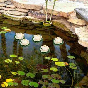 Dekorativa blommor 10 datorer Simulering Lotus Leaf Home Decor Small Floating Aquarium Decorations Pool Pond Simulated Lotus-Blomma Foam