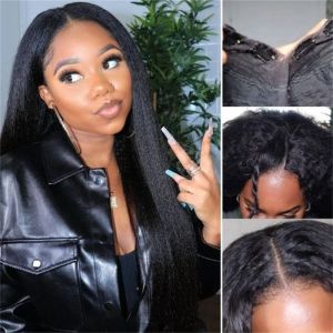 Wigs Long Yaki Kinky Straight Synthetic Hair Wigs 1228 Inch Heat Resistant Wigs V Part Wig For Black Women Daily Party Use