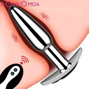 Toys Metal Butt Plug Anal Plug Vibrator Wireless Remote Control Prostate Massager Adult Gay Erotic Sex Toys for Men Women Modes Best quality