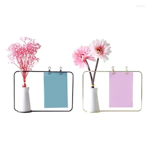 Decorative Plates For Creative Iron Line Flower Pot Plant Vase Stand Postcard Clip Holder Home Decoration Po Display Frame Des