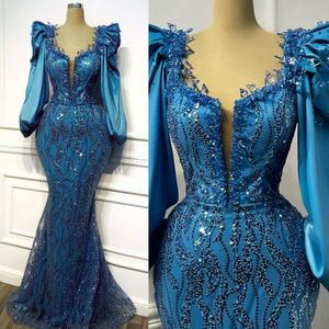 2024 Plus Size Aso Ebi Prom Dresses For Black Women Hunter Green Evening Dresses Elegant Long Sleepes Pärlade spetskristaller Birthday Dress Engagement Gowns AM575