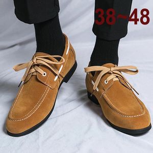 Casual Shoes Fashion Suede Leather Mens Luxury Designer Formal Dress Brown Boat Loafers For Men Moccasins Korean Wedding Office