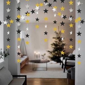 Party Decoration Gold Silver Black Star Garland Glitter Mirror Paper String For Birthday Wedding Graduation Hanging Flag Banner