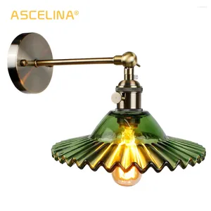 Lâmpada de parede Ascelina Vidro Interior Night Light Quarto Edison Lâmpadas Antigo Bronze Retro Criativo Moderno Decorativo