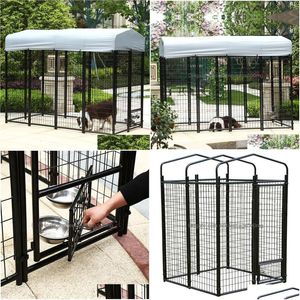 Dog Toys Chews Pet Fence Wire Cage Large Outdoor With Canopy Non-Perforated Diy Mesh Factory Outlet Drop Delivery Home Garden Suppl Dhfx0