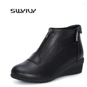 Dance Shoes Swyivy Women's Breattable Zip 4,5 cm Middle Heel Modern Boot Short Comfort Non-Slip Big Size 42