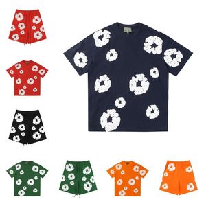 Designer Men T Sizeis lágrimas covões camisetas rasgam o topo floral de qualidade casual de qualidade pesada camiseta de tamanho grande tampo de calça sanitária curta e shorts