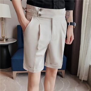 Men's Shorts High Waist Cropped Pants With Neapolitan Design Apricot Color Perfect For Techwear And Streetwear Gym