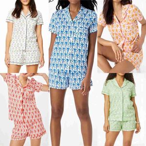 2024 Pijama feminino fofo de coelho rolo Y2k Macaco pré-fabricado com estampa pré-fabricada Conjunto de pijama de 2 peças camisa de manga curta Pj shorts roupa casual para mulheres roupas de casa Yhye0bd