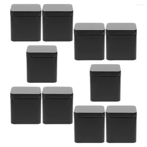 Garrafas de armazenamento 10 pcs jarra de cookie placa pequena metal portátil pequeno pode definir 10pcs (preto) latas com tampas