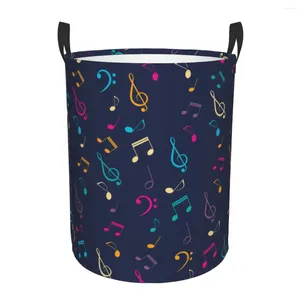 Laundry Bags Foldable Basket For Dirty Clothes Musical Notes And Clefs Colorful Storage Hamper Kids Baby Home Organizer