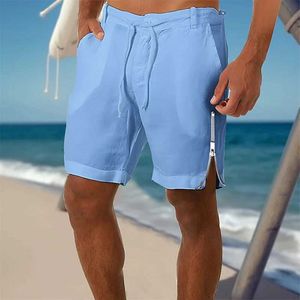 Men's Shorts Mens Shorts Beach casual solid color cotton linen mens shorts with fashionable side zipper design shorts for mens summer breathable thin shortsC240402