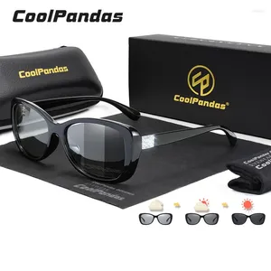 Güneş gözlükleri Coolpandas Polarize Pochromic Women Chameleon Glasses Renkli gözlük Sun UV400 FEMININO