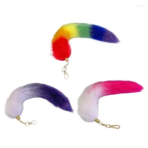 Keychains Versatile Plushes Keychain Mini Squirrel Tail Keyrings Soft Fyllda Seven Color Tails Pendants Diy Decoration