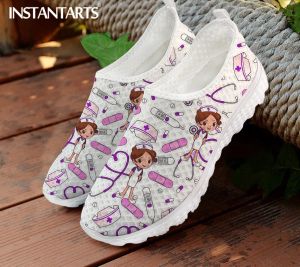 Flats Instantarts Donne Scarpe da donna Nurse traspirabile piatto sneaker scarpe da donna cartone animato design di marchi fata chirurgica Scarpe da donna estate