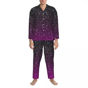 Home Clothing Bling Star Pajama Zestawy wiosenne gwiazdy są dziś wieczorem Galaxy Daily Sleepar Mężczyzna 2 -częściowy estetyczny garnitur graficzny