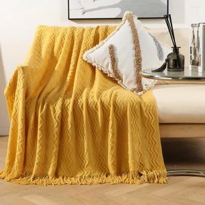 Blankets JBTP Fluffy Knitted Blanket Solid Color Waffle Embossed Nordic Decorative For Sofa Bed Throw Knit Plaids